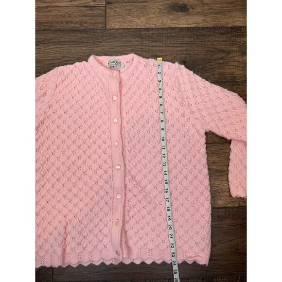 Vintage 1960’s Cuddle Knit Cardigan Sweater Pink 3/4 Sleeves Textured XL - Picture 7 of 7